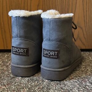 Gray Fur-Lined Boots